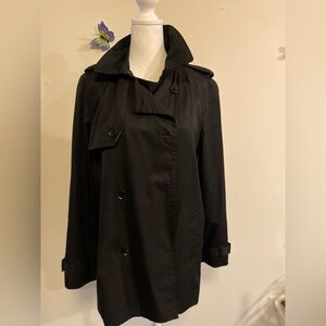 Banana Republic Women's Black Double-Breasted Tranche Coat size Large